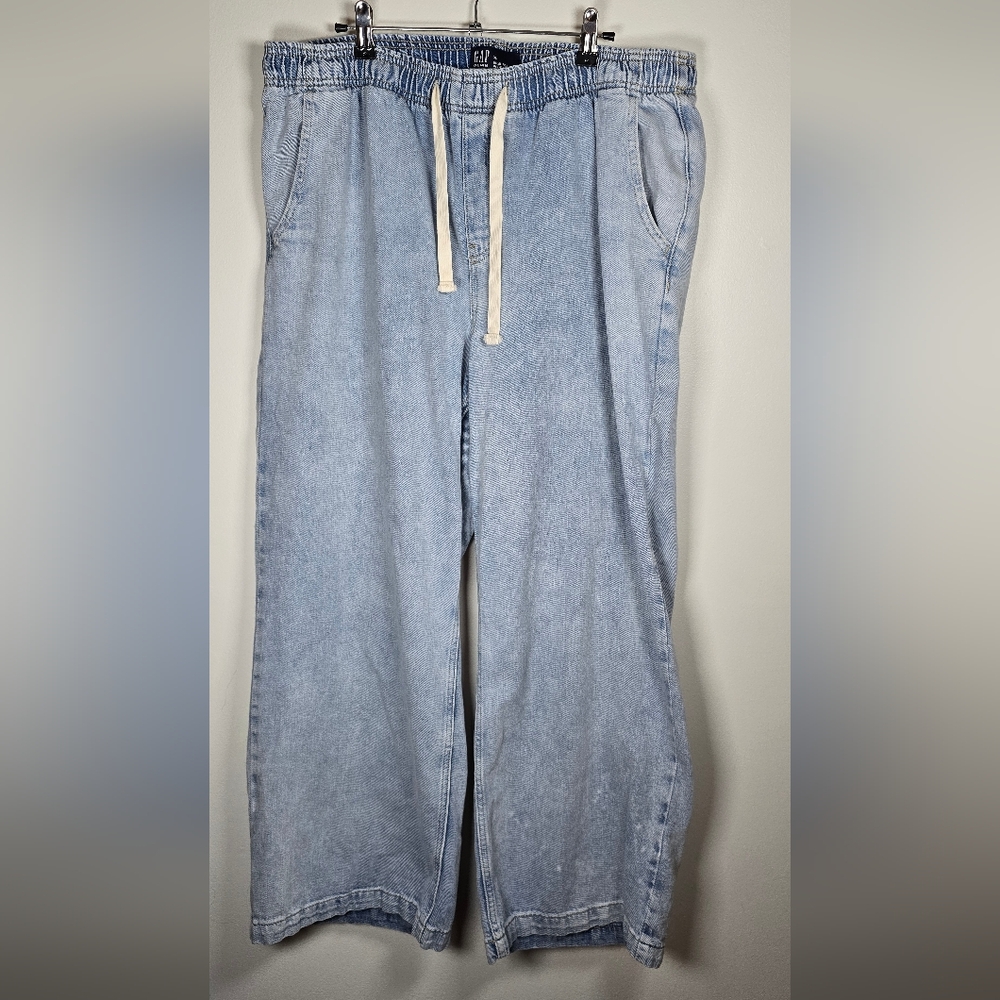GAP Light Blue High Rise Wide Leg Denim Jeans With Draw String
